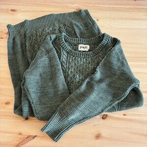 PACT | Green | Classic Cable Knit Sweater Dress | Size M Medium